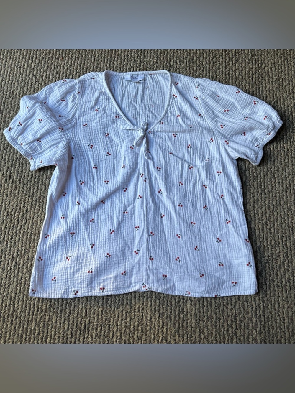 Cece Large fruity top cherry 100% cotton waffle